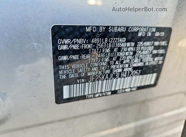 JF2SKAJC3LH412051 2020 SUBARU FORESTER Silver 