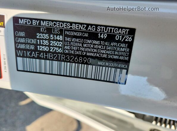 W1KAF4HB2TR326890 2026 MERCEDES-BENZ C White Вид підкапотного простору