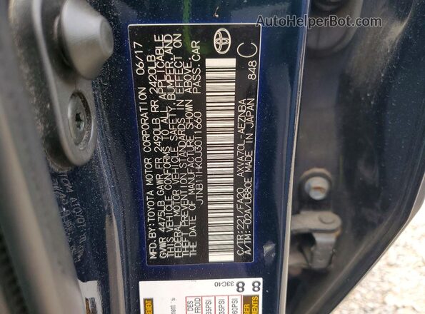 JTNB11HK0J3011660 2018 TOYOTA CAMRY Blue VIN კოდის სტიკერის ხედი