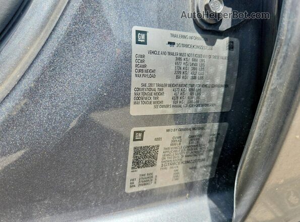 1GTR8CEK3MZ237188 2021 GMC SIERRA Gray VIN կոդի պիտակի տեսք