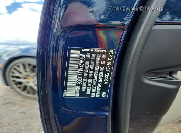 WP0AA2A78JL100906 2018 PORSCHE PANAMERA Синий Вид наклейки с VIN-кодом