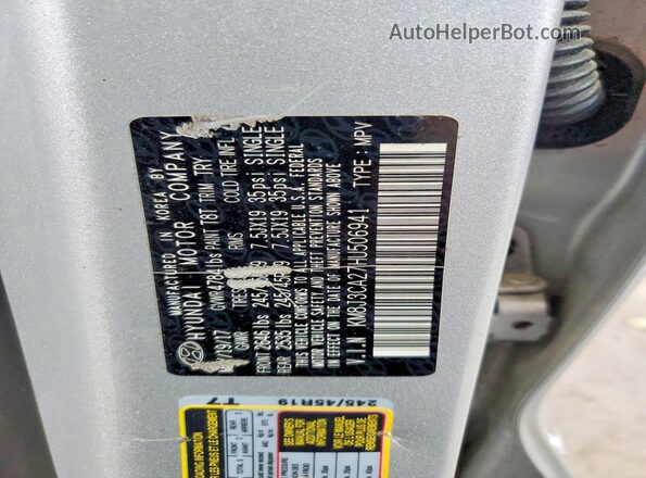 KM8J3CA27HU506941 2017 HYUNDAI TUCSON Silver Widok wnętrza 360 stopni