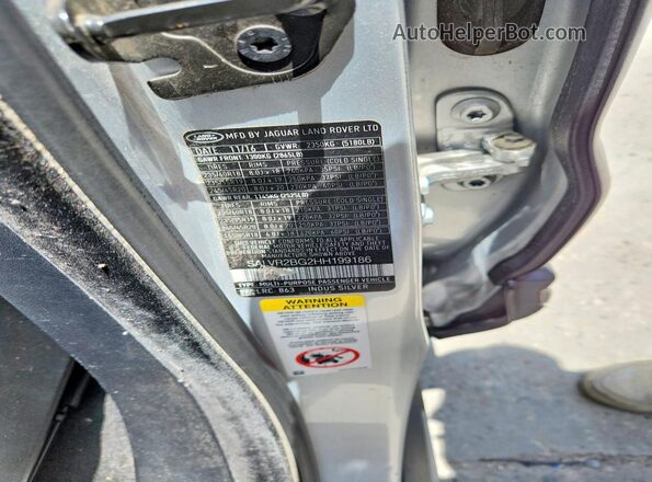 SALVR2BG2HH199186 2017 LAND ROVER RANGE Silver Вид наклейки з VIN-кодом