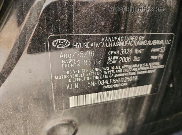 5NPD84LF8HH125019 2017 HYUNDAI ELANTRA Black VIN sticker view