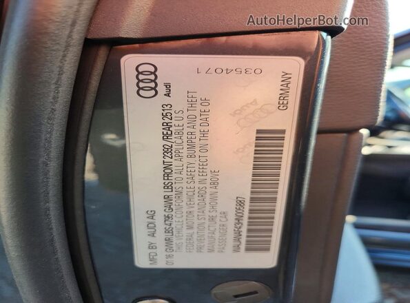 WAUANAF43HN005887 2017 AUDI A4 Серый Вид наклейки с VIN-кодом