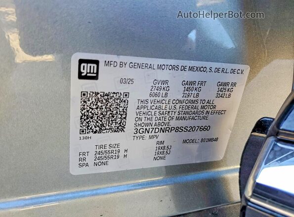3GN7DNRP8SS207660 2025 CHEVROLET EQUINOX Silver Vista interior de 360 grados