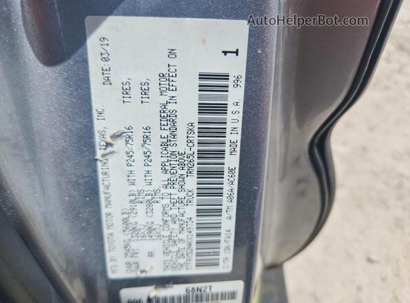5TFRX5GN4KX149734 2019 TOYOTA TACOMA Silver VIN կոդի պիտակի տեսք