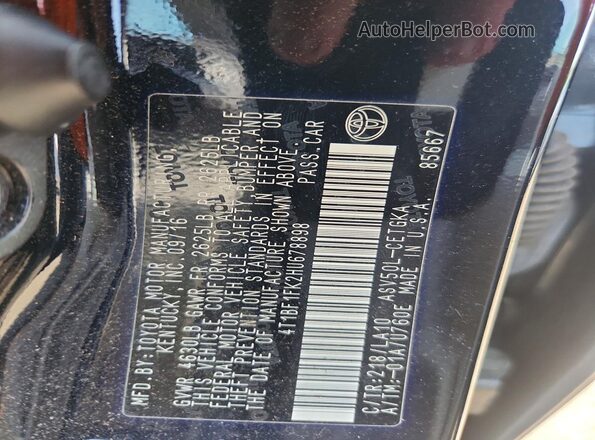 4T1BF1FK2HU678898 2017 TOYOTA CAMRY Black VIN կոդի պիտակի տեսք