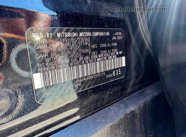 JA4J4UA86PZ035114 2023 MITSUBISHI OUTLANDER Black Вид задніх сидінь