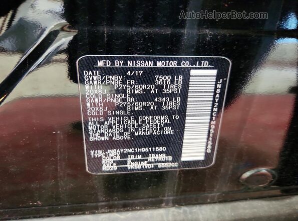 JN8AY2NC1H9511580 2017 NISSAN ARMADA Black 360 interior view