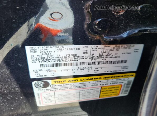 1FMJU1FTXMEA55897 2021 FORD EXPEDITION Black სალონის 360-გრადუსიანი ხედი