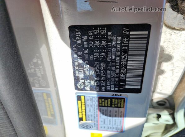 KM8SRDHF6HU252110 2017 HYUNDAI SANTA White VIN կոդի պիտակի տեսք