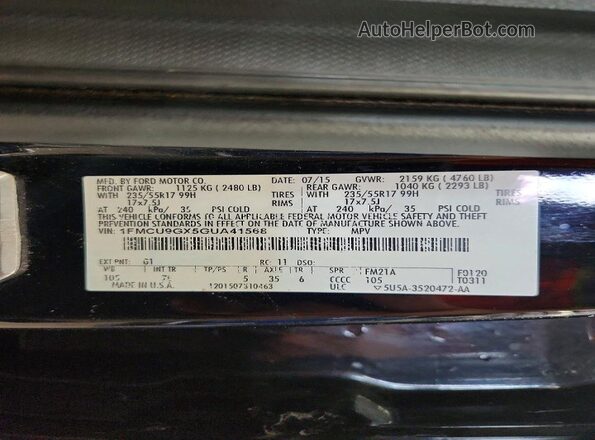 1FMCU9GX5GUA41568 2016 FORD ESCAPE Black 360 interior view