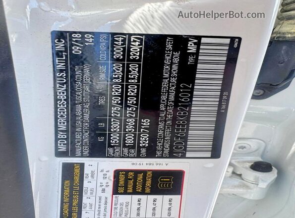 4JGDF6EE8KB216012 2019 MERCEDES-BENZ GLS White 