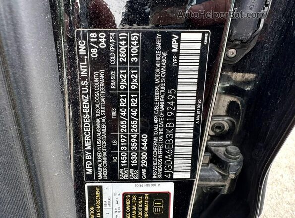 4JGDA6EB3KB192495 2019 MERCEDES-BENZ GLE-CLASS Black უკანა სალონის ხედი