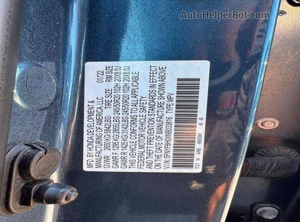 5FNYF6H0XNB033816 2022 HONDA PILOT Blue უკანა სალონის ხედი