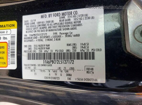 1FA6P8CF2L5127172 2020 FORD MUSTANG Black VIN կոդի պիտակի տեսք