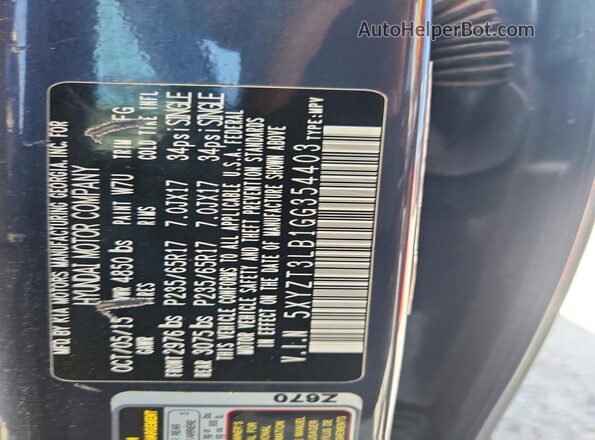 5XYZT3LB1GG354403 2016 HYUNDAI SANTA Blue Սալոնի 360 աստիճան տեսք