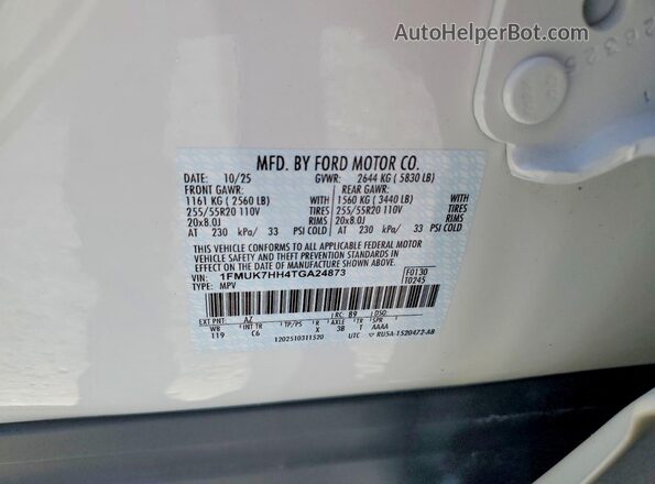 1FMUK7HH4TGA24873 2026 FORD EXPLORER White 