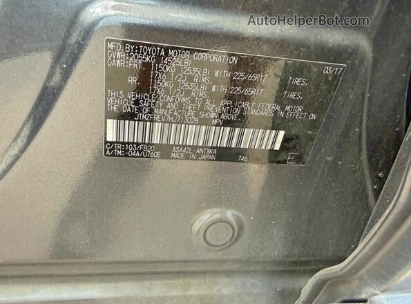 JTMZFREV7HJ713028 2017 TOYOTA RAV4 Gray Vista interior trasera