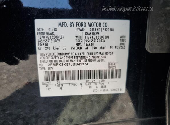 2FMPK3K97JBB41374 2018 FORD EDGE Black სალონის 360-გრადუსიანი ხედი