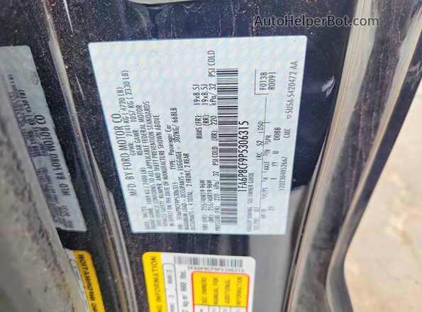 1FA6P8CF9P5306315 2023 FORD MUSTANG Black Vista interior de 360 grados