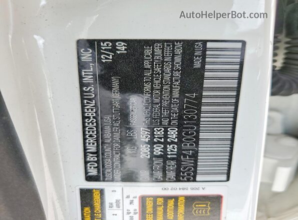 55SWF4JB0GU130774 2016 MERCEDES-BENZ C White ძრავის განყოფილების ხედი
