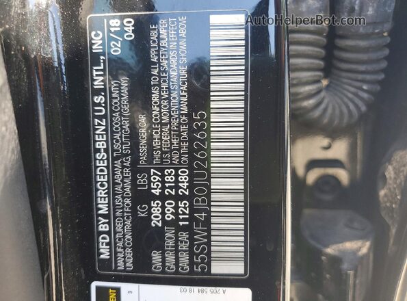 55SWF4JB0JU262635 2018 MERCEDES-BENZ C Black Շարժիչի բաժամունքի տեսք