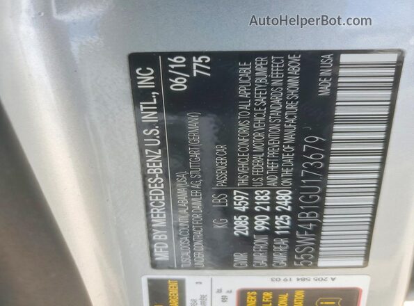 55SWF4JB1GU173679 2016 MERCEDES-BENZ C Серебряный Вид подкапотного пространства