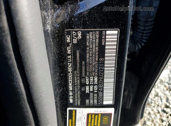 55SWF4JB2HU212118 2017 MERCEDES-BENZ C Black Vista de la etiqueta del VIN
