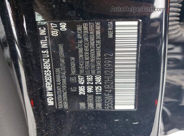 55SWF4JB2HU219912 2017 MERCEDES-BENZ C Black Engine compartment view