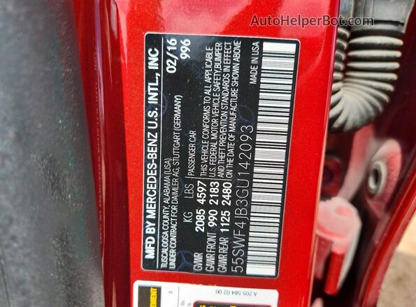 55SWF4JB3GU142093 2016 MERCEDES-BENZ C Red Engine compartment view