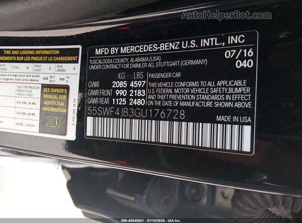 55SWF4JB3GU176728 2016 MERCEDES-BENZ C-CLASS Black Widok komory silnika