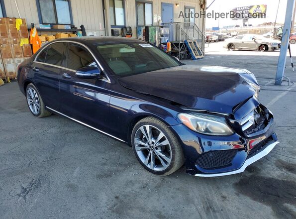 55SWF4JB3HU226139 2017 MERCEDES-BENZ C Синий Передняя правая четверть