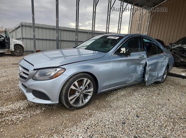 55SWF4JB3JU243822 2018 MERCEDES-BENZ C Blue VIN sticker view