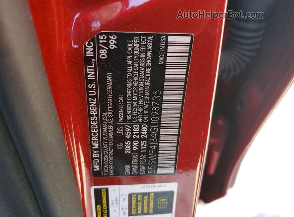 55SWF4JB4GU098735 2016 MERCEDES-BENZ C Red Widok komory silnika