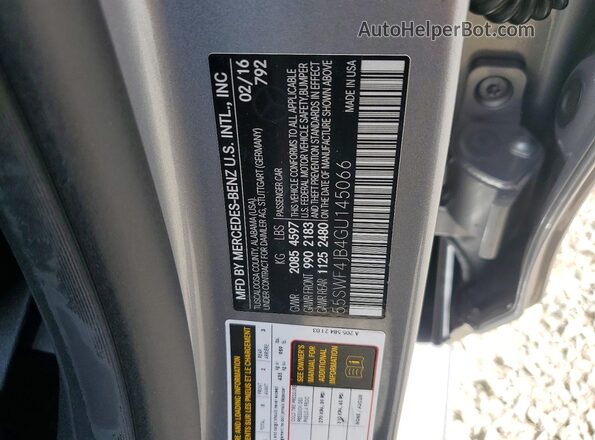 55SWF4JB4GU145066 2016 MERCEDES-BENZ C Gray Շարժիչի բաժամունքի տեսք