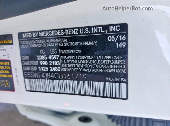 55SWF4JB4GU161719 2016 MERCEDES-BENZ C White Շարժիչի բաժամունքի տեսք