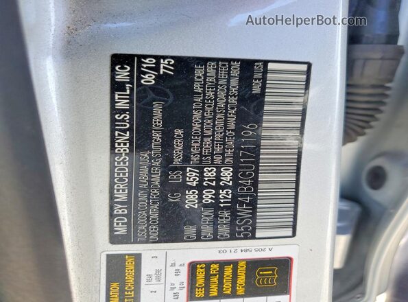 55SWF4JB4GU171196 2016 MERCEDES-BENZ C Silver ძრავის განყოფილების ხედი