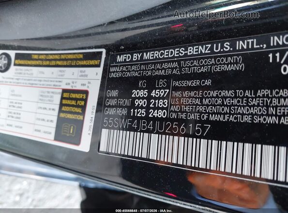 55SWF4JB4JU256157 2018 MERCEDES-BENZ C-CLASS Черный Вид подкапотного пространства