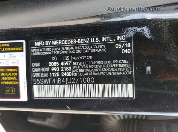 55SWF4JB4JU271080 2018 MERCEDES-BENZ C Черный Вид подкапотного пространства