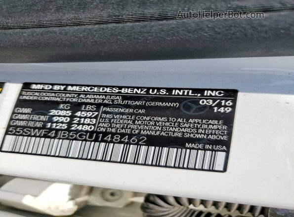 55SWF4JB5GU148462 2016 MERCEDES-BENZ C White Շարժիչի բաժամունքի տեսք