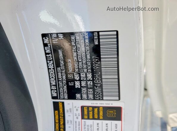 55SWF4JB5HU199297 2017 MERCEDES-BENZ C White Widok komory silnika
