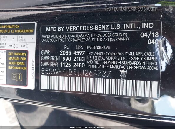 55SWF4JB5JU268737 2018 MERCEDES-BENZ C-CLASS Black Engine compartment view