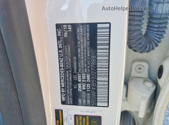 55SWF4JB5JU277888 2018 MERCEDES-BENZ C White Engine compartment view