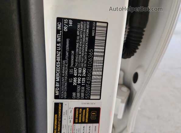 55SWF4JB6GU106365 2016 MERCEDES-BENZ C White Engine compartment view