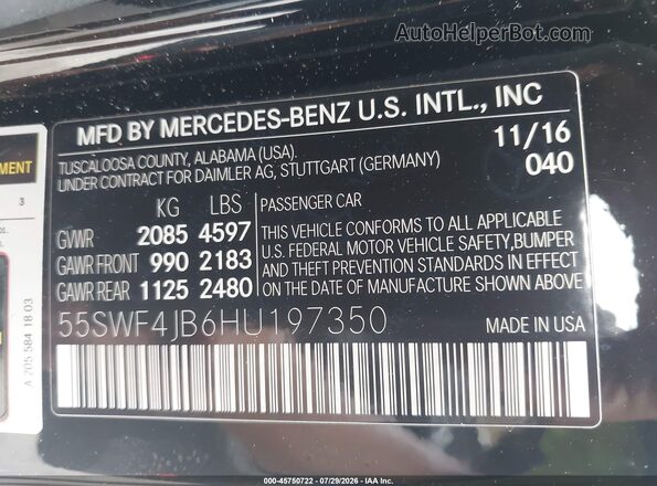 55SWF4JB6HU197350 2017 MERCEDES-BENZ C-CLASS Black Vista del compartimento del motor
