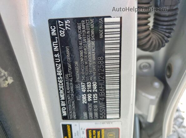 55SWF4JB6HU212588 2017 MERCEDES-BENZ C Silver Widok komory silnika