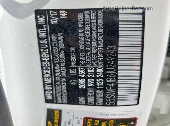 55SWF4JB6JU249243 2018 MERCEDES-BENZ C White Vista del compartimento del motor