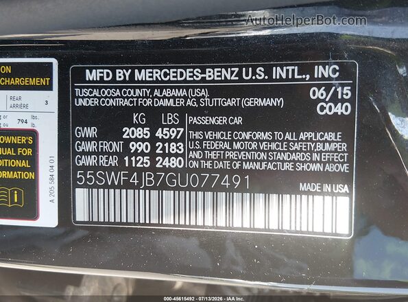 55SWF4JB7GU077491 2016 MERCEDES-BENZ C-CLASS Black Շարժիչի բաժամունքի տեսք